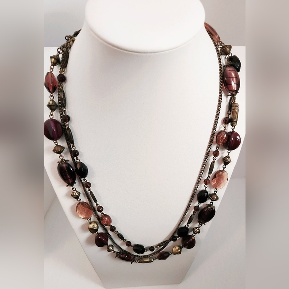 Vintage Premier Design Retired Facated Purple Amethyst Bead multistrand Necklace - Picture 3 of 12